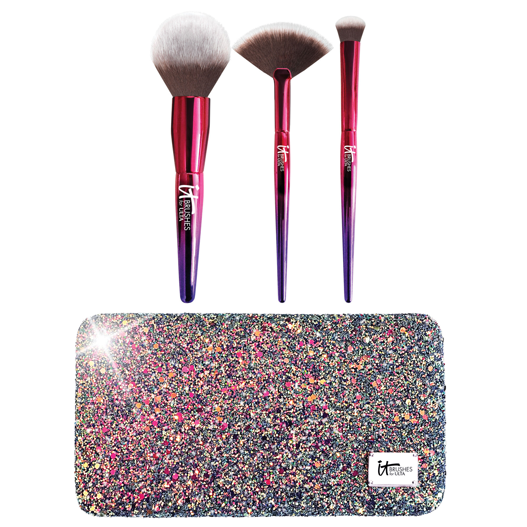 Your Rockstar Brushes! 3-Piece Makeup Brush Set + Glitter Clutch