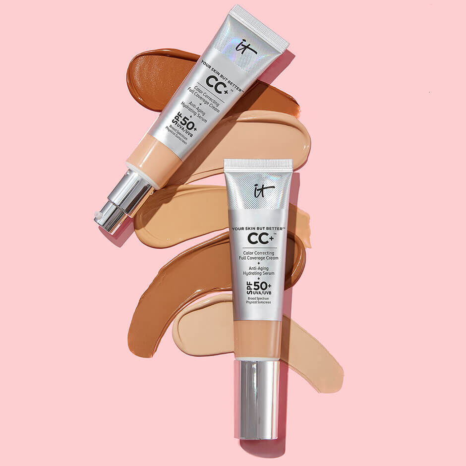 foundation cream makeup with pink tones