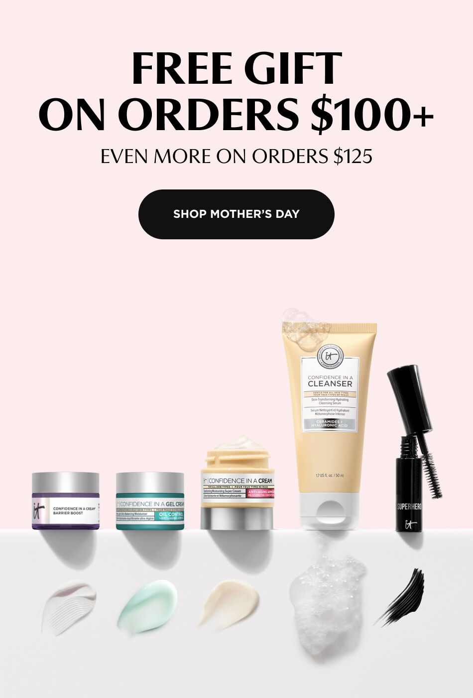 free gift on orders $100+ and even more on orders $125+
