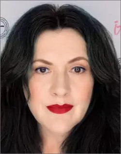 Woman with Dark Hair and Red Lipstick