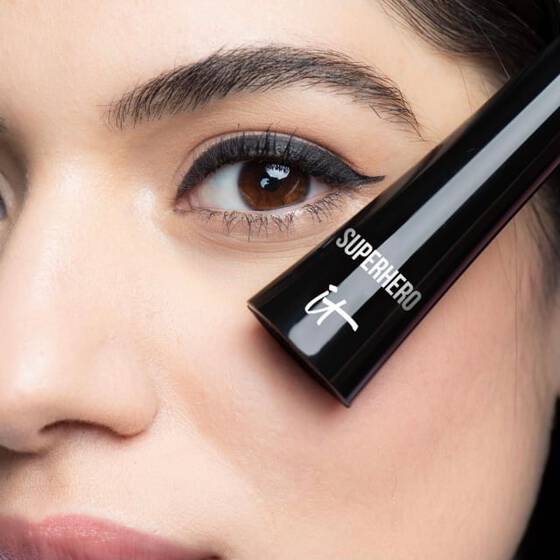 Woman's Face Close Up with Superhero Mascara