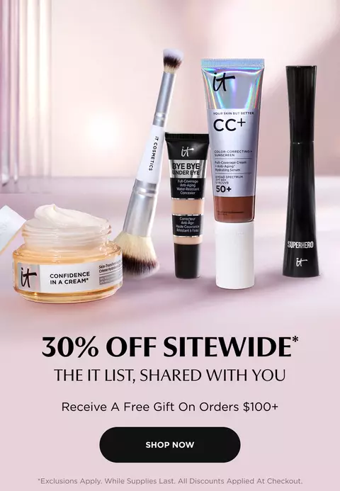 30% off sitewide + free gift on orders $100+