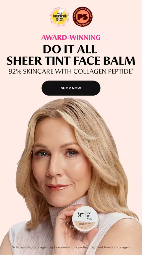 award winning do it all sheer tint face balm. 92% skincare with collagen peptides