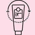 A small black outline drawing of a tube with the IT logo.
