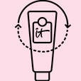 A small black outline drawing of a tube with the IT logo.