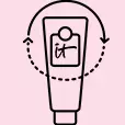 A small black outline drawing of a tube with the IT logo.