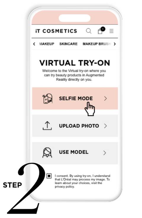 Step 2 - Turn on your video, upload a selfie, or select a model.