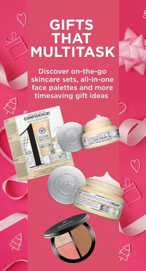 Gifts that Multitask - discover on the go skincare sets, all in one, face palettes, and more timesaving gift ideas