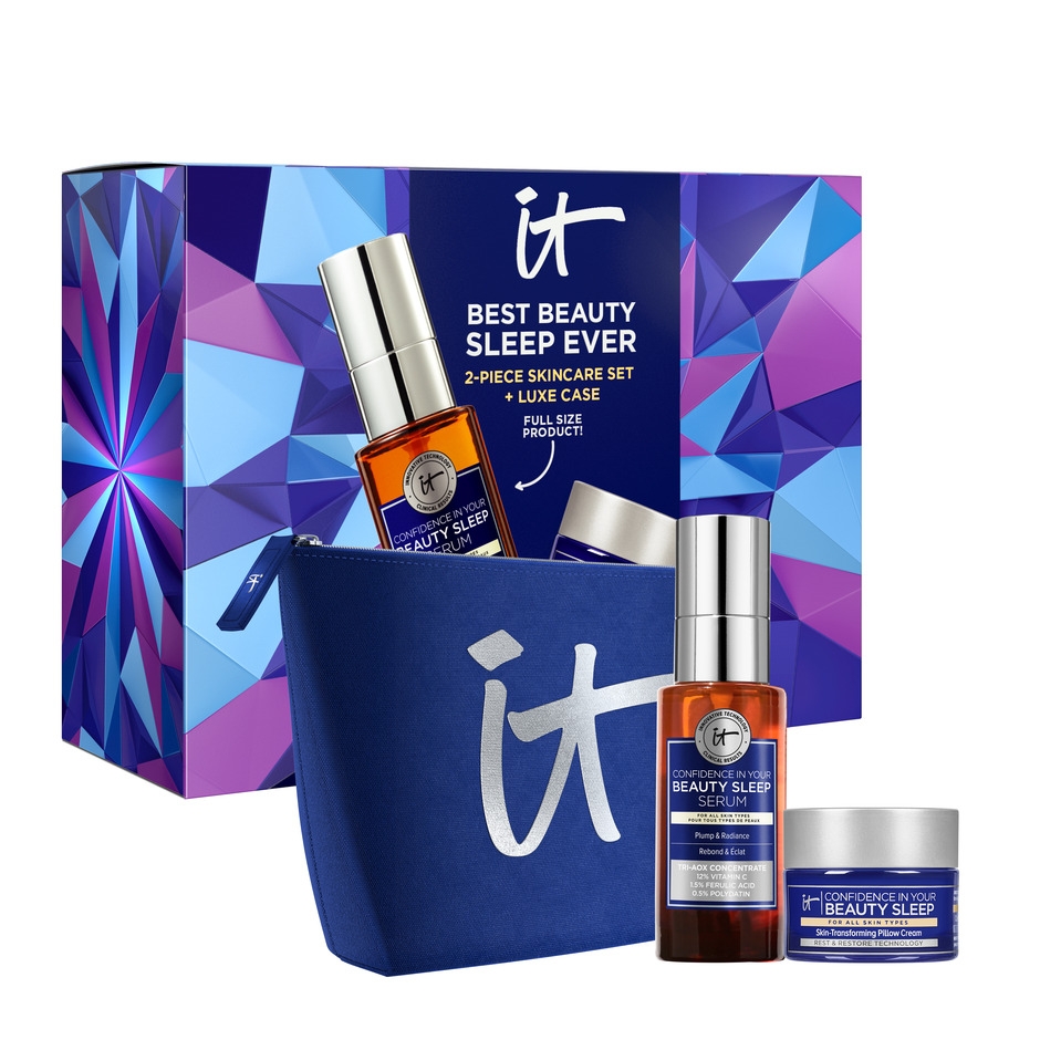 IT Cosmetics Best Beauty Sleep Ever Skincare Gift Set Luxe Makeup Bag 82$